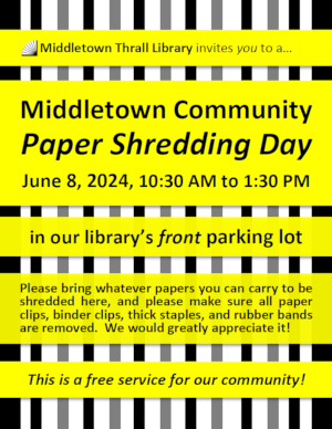 Middletown Community Paper Shredding Day - learn more about this event by following this link