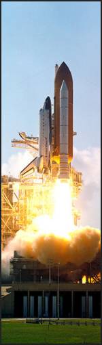 NASA space shuttle lifting off