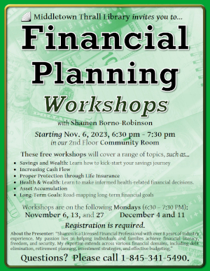 Financial Planning Workshops - learn more about this event by following this link