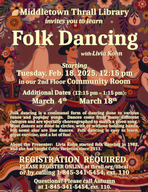 Folk Dancing - learn more about this event by following this link