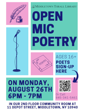 Open Mic Poetry - learn more about this event by following this link