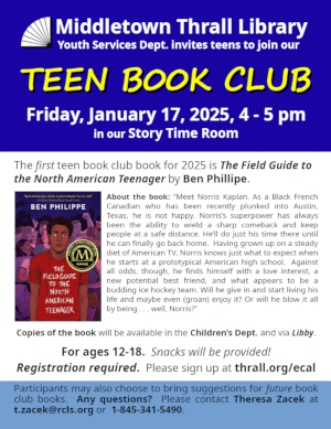 Teen Book Club - learn more about this event by following this link